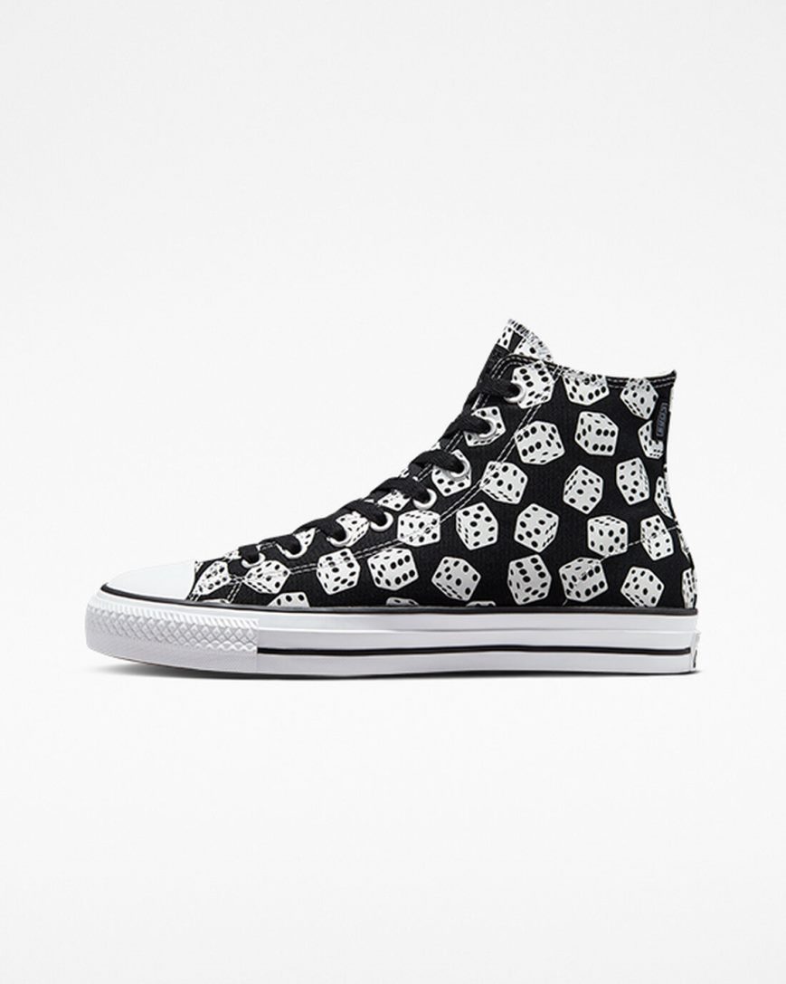 Black / White Converse Chuck Taylor All Star Pro Dice Women's Skate Shoes | JVIL15K87