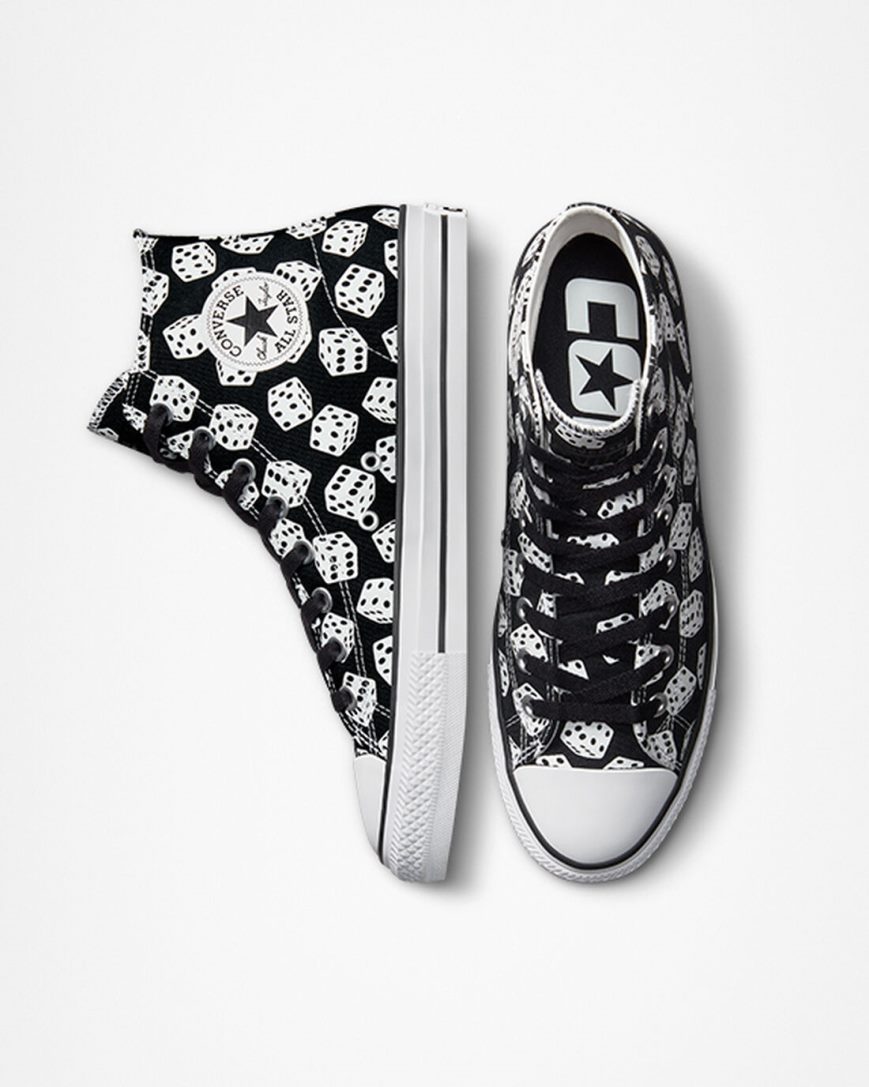 Black / White Converse Chuck Taylor All Star Pro Dice Women's Skate Shoes | JVIL15K87