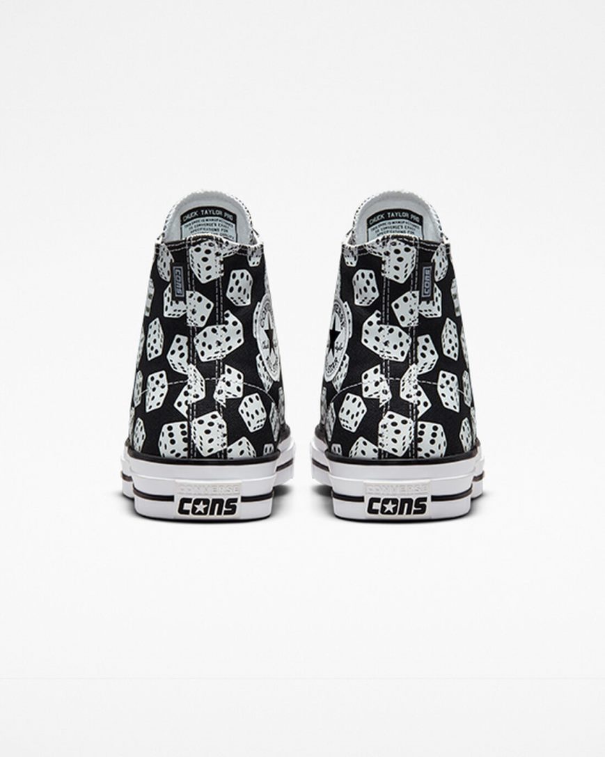 Black / White Converse Chuck Taylor All Star Pro Dice Women's Skate Shoes | JVIL15K87