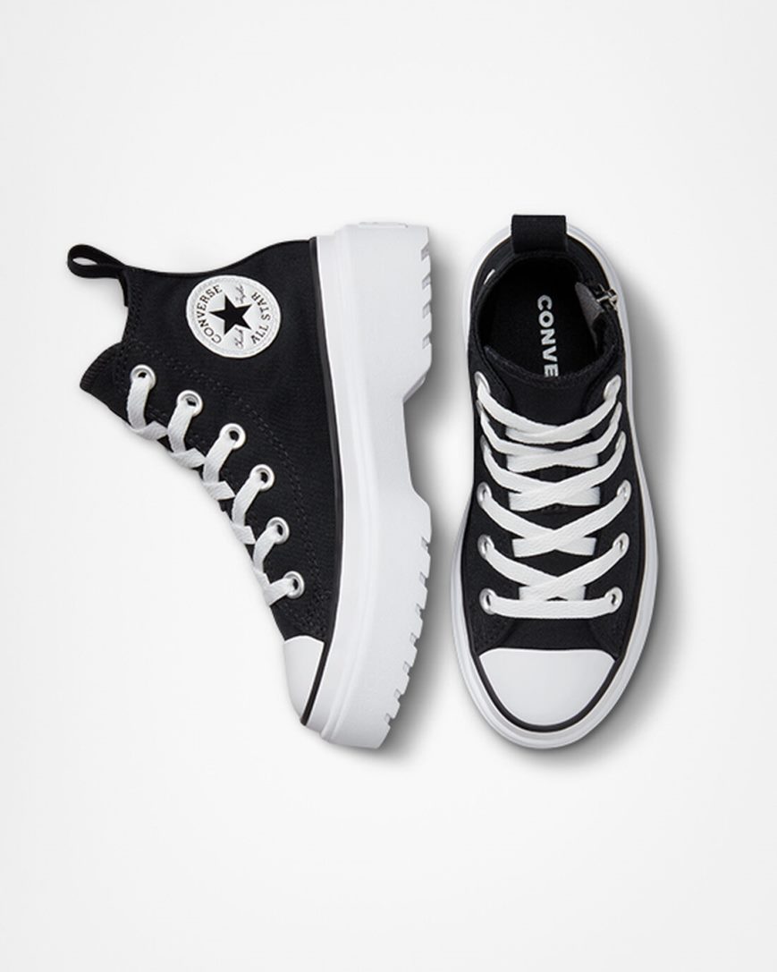 Black / White Converse Chuck Taylor All Star Lugged Lift Canvas High Top Girls' Platform Shoes | MX3179LI4