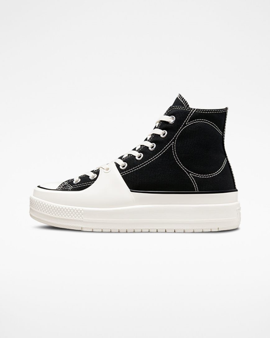 Black / White Converse Chuck Taylor All Star Construct Women's High Top Shoes | NC1K7L945