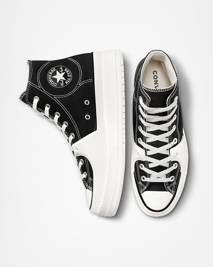 Black / White Converse Chuck Taylor All Star Construct Women's High Top Shoes | NC1K7L945