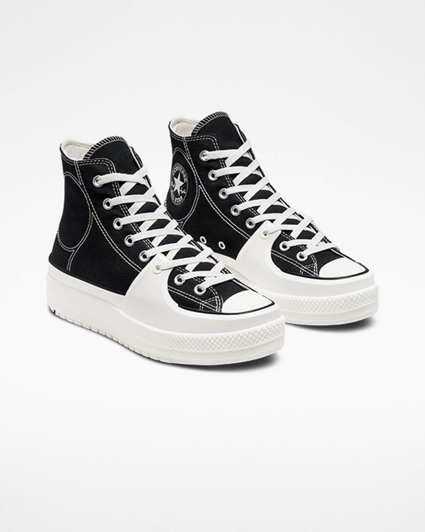 Black / White Converse Chuck Taylor All Star Construct Women's High Top Shoes | NC1K7L945