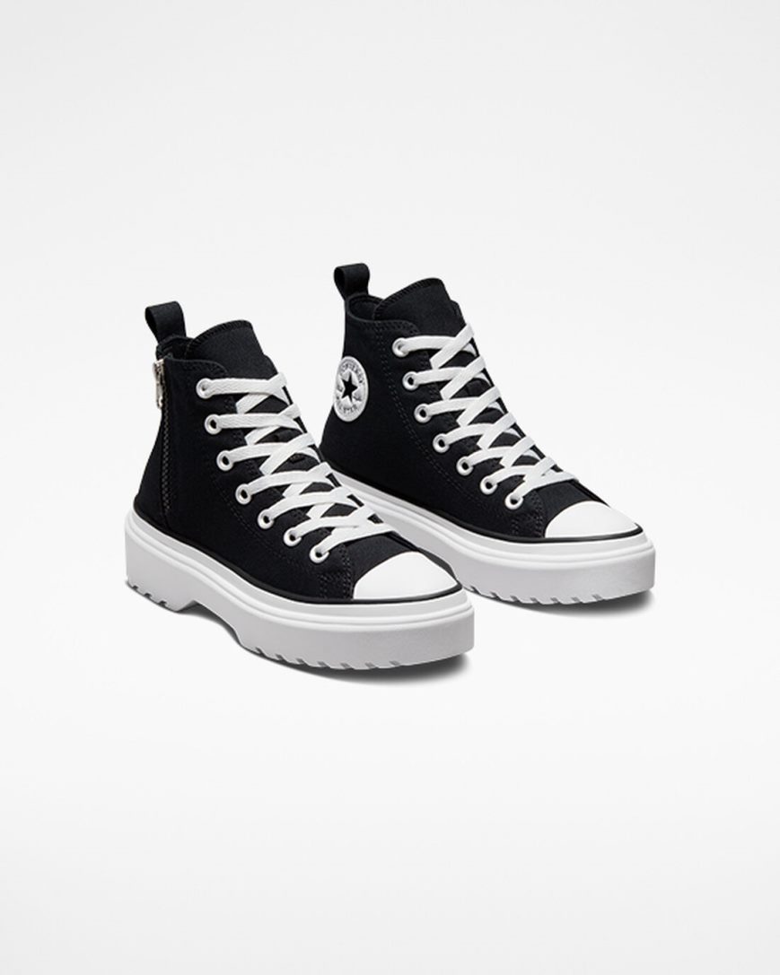 Black / White Converse Chuck Taylor All Star Lugged Lift Canvas High Top Girls' Platform Shoes | RZ7L39I15