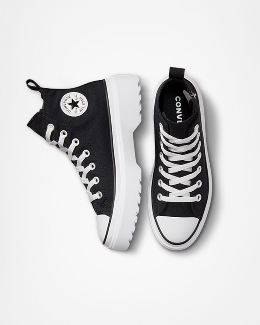 Black / White Converse Chuck Taylor All Star Lugged Lift Canvas High Top Girls' Platform Shoes | RZ7L39I15