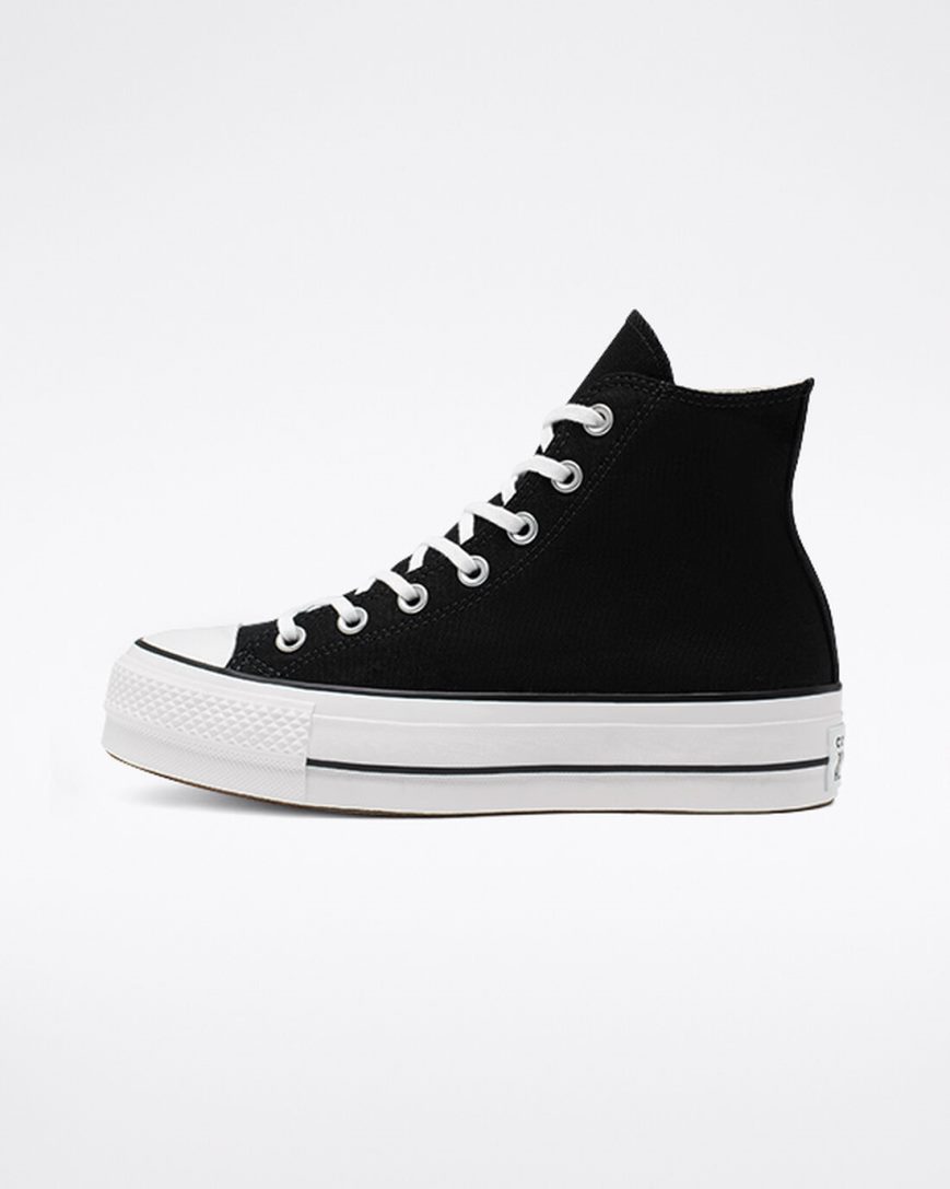 Black / White Converse Chuck Taylor All Star Lift Canvas High Top Women's Platform Shoes | UN4589KL3