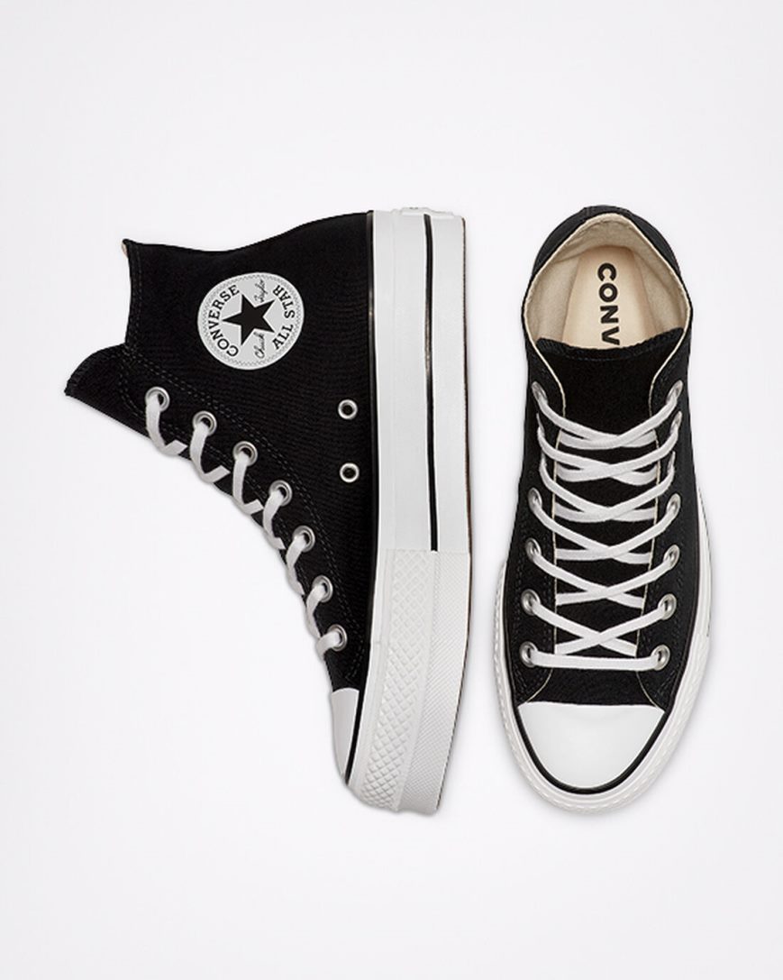 Black / White Converse Chuck Taylor All Star Lift Canvas High Top Women's Platform Shoes | UN4589KL3