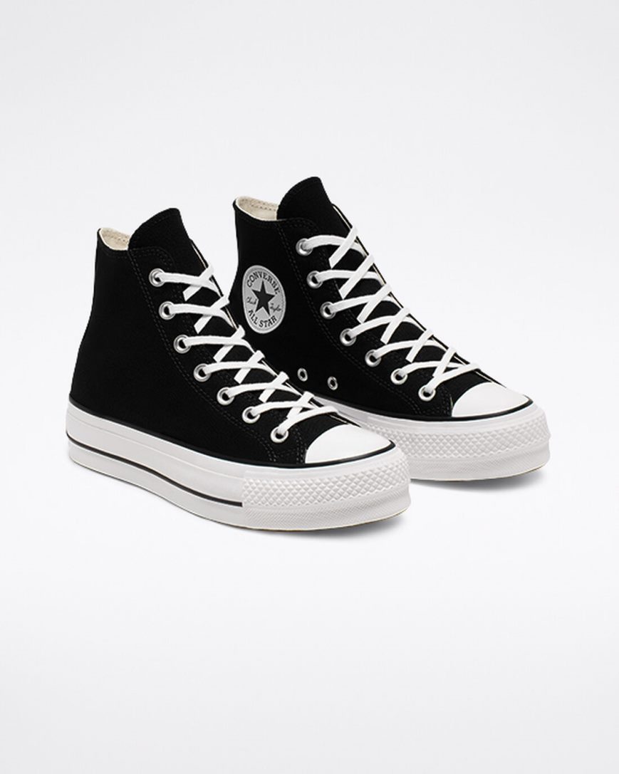 Black / White Converse Chuck Taylor All Star Lift Canvas High Top Women's Platform Shoes | UN4589KL3