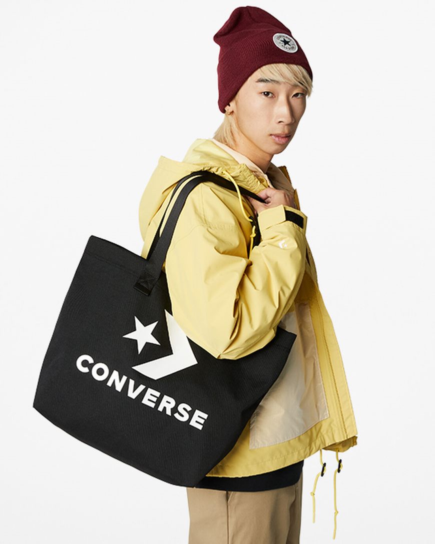 Black / White Converse Star Chevron Tote Men's Bags | HSKL14985