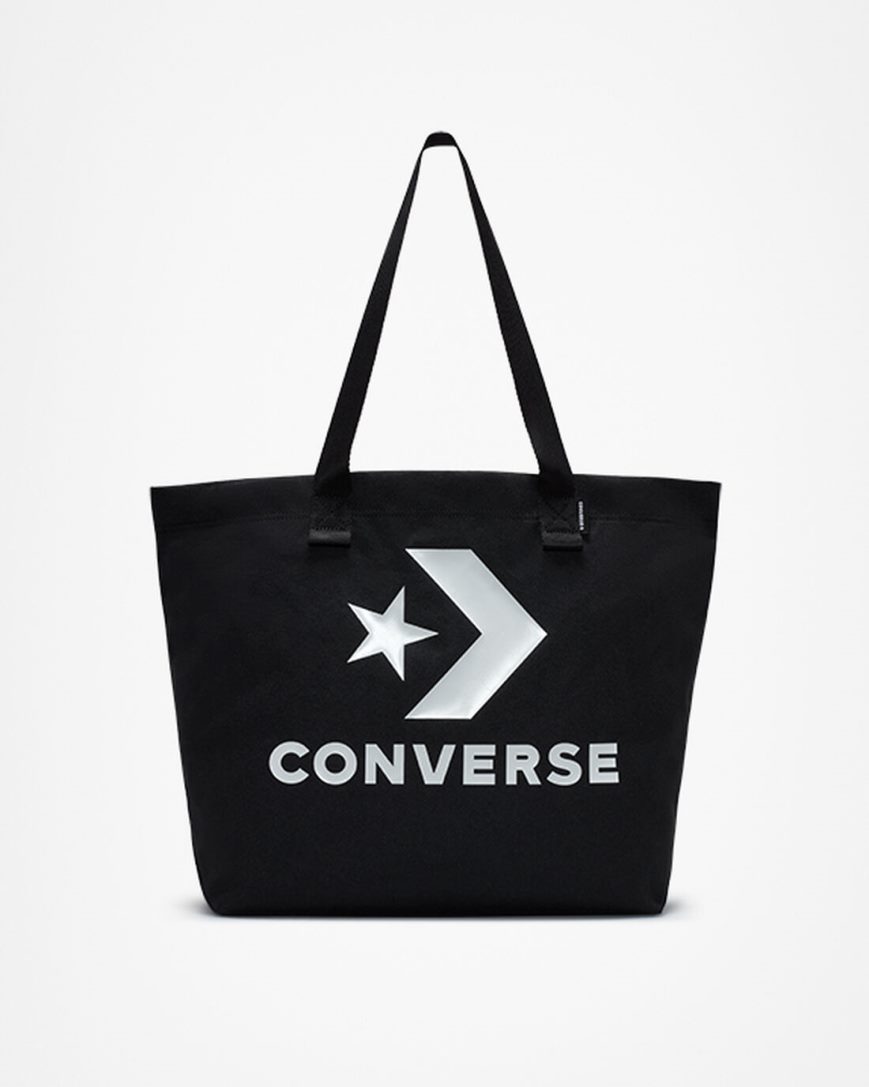 Black / White Converse Star Chevron Tote Men\'s Bags | HSKL14985