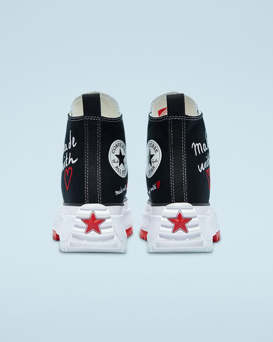 Black / White / Red Converse Run Star Hike Made With Love High Top Women's Platform Shoes | IQK4918L5