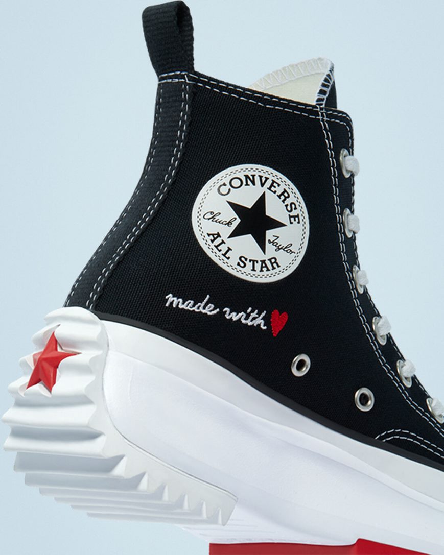 Black / White / Red Converse Run Star Hike Made With Love High Top Women's Platform Shoes | IQK4918L5