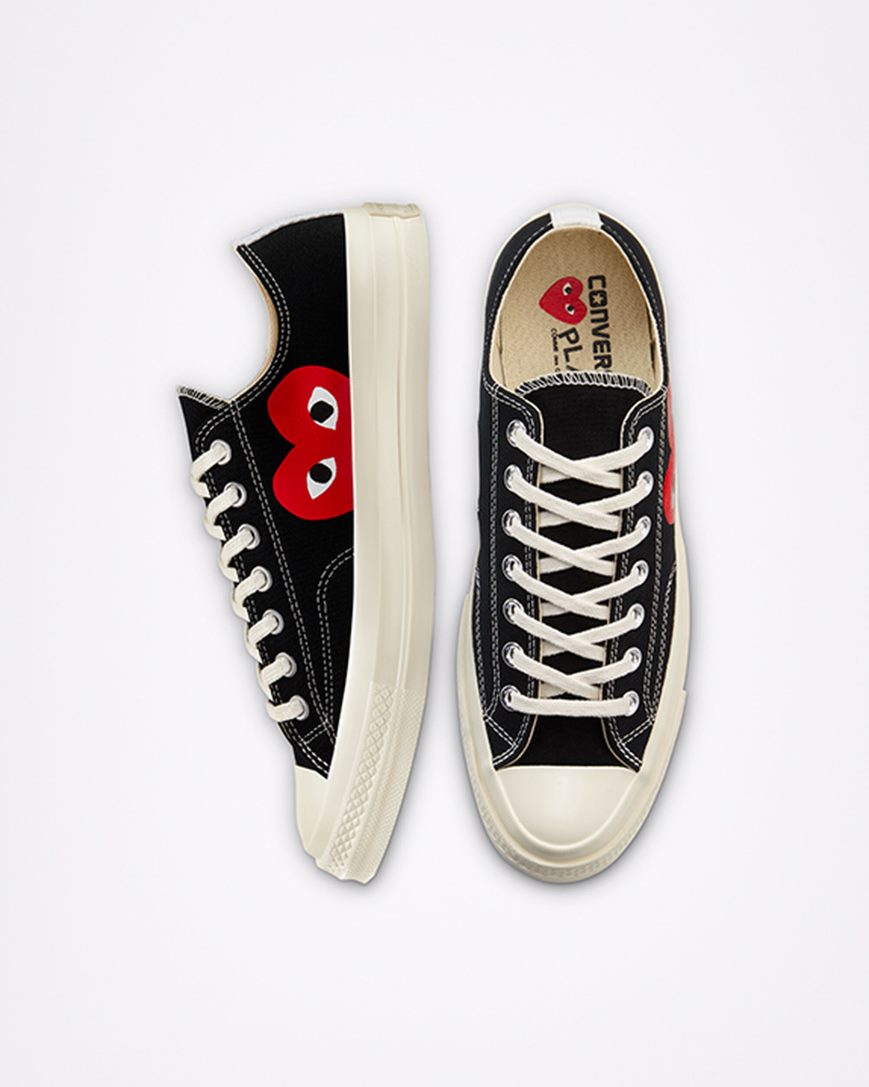 Black / White / Red Converse x Comme des Garçons PLAY Chuck 70 Women's Low Top Shoes | AC178495L