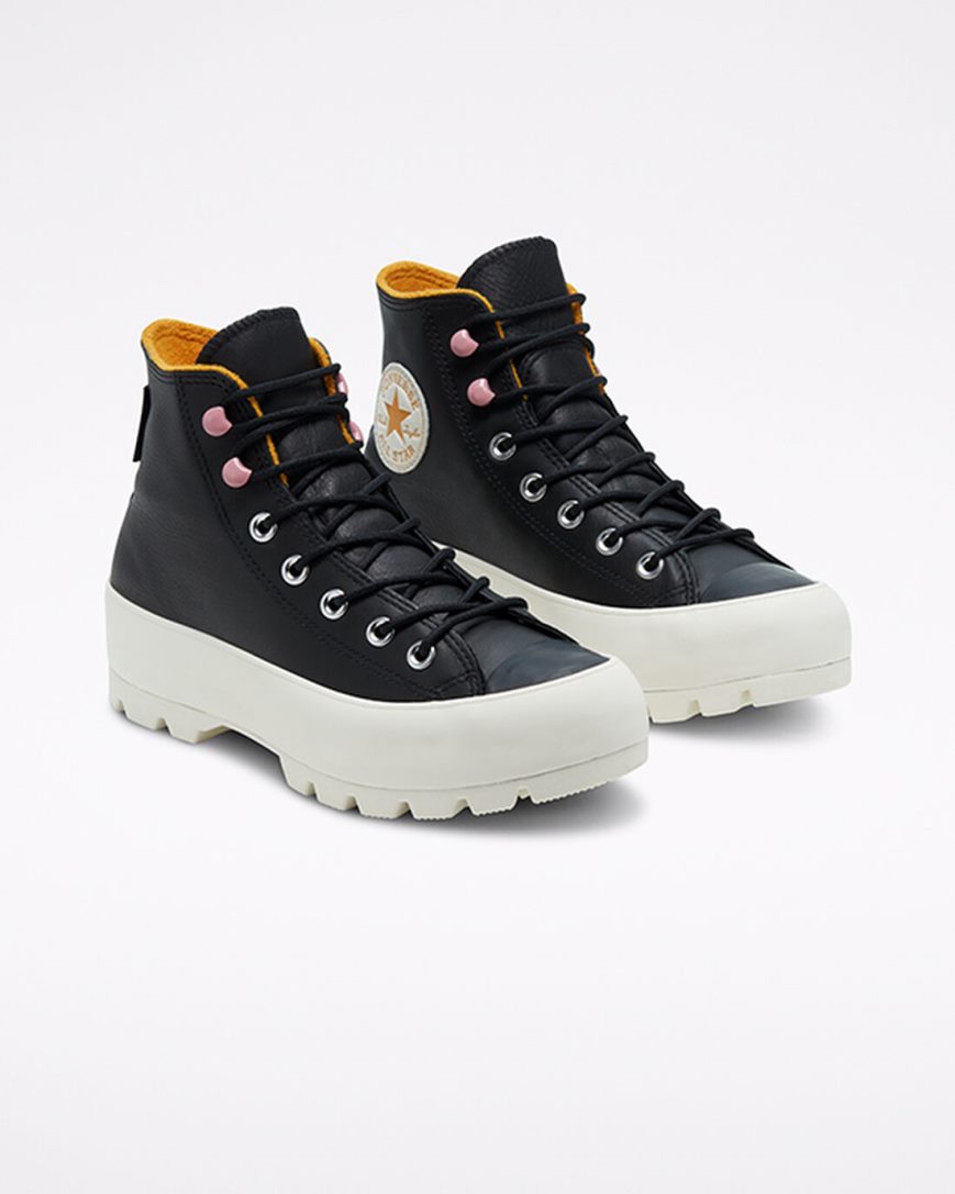 Black / Yellow Converse Chuck Taylor All Star Lugged Winter Women's High Top Shoes | TD58K1IL4