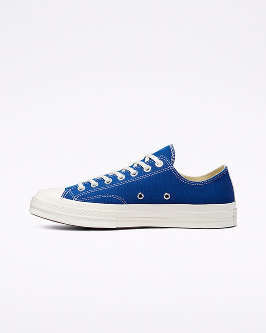 Blue / Black Converse x Comme des Garçons PLAY Chuck 70 Men's Low Top Shoes | OU198IK75