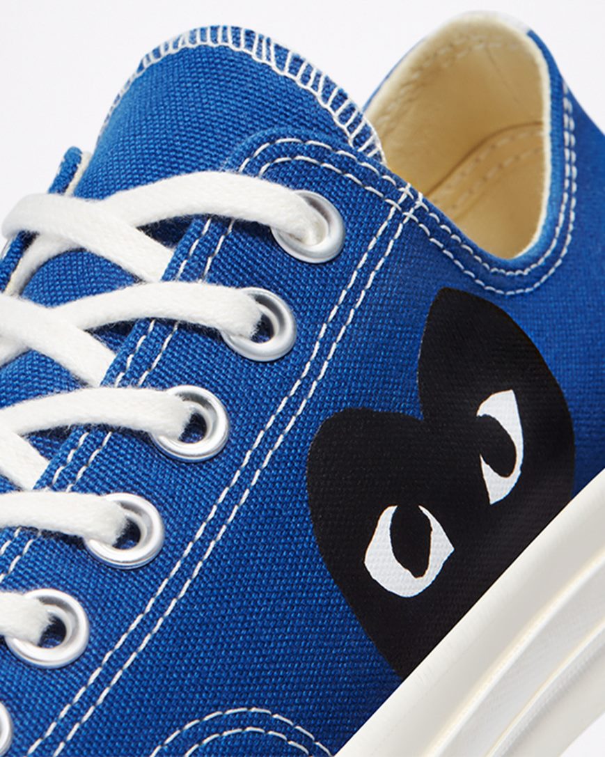 Blue / Black Converse x Comme des Garçons PLAY Chuck 70 Men's Low Top Shoes | OU198IK75