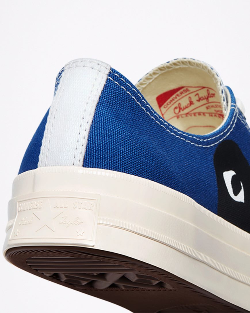 Blue / Black Converse x Comme des Garçons PLAY Chuck 70 Men's Low Top Shoes | OU198IK75