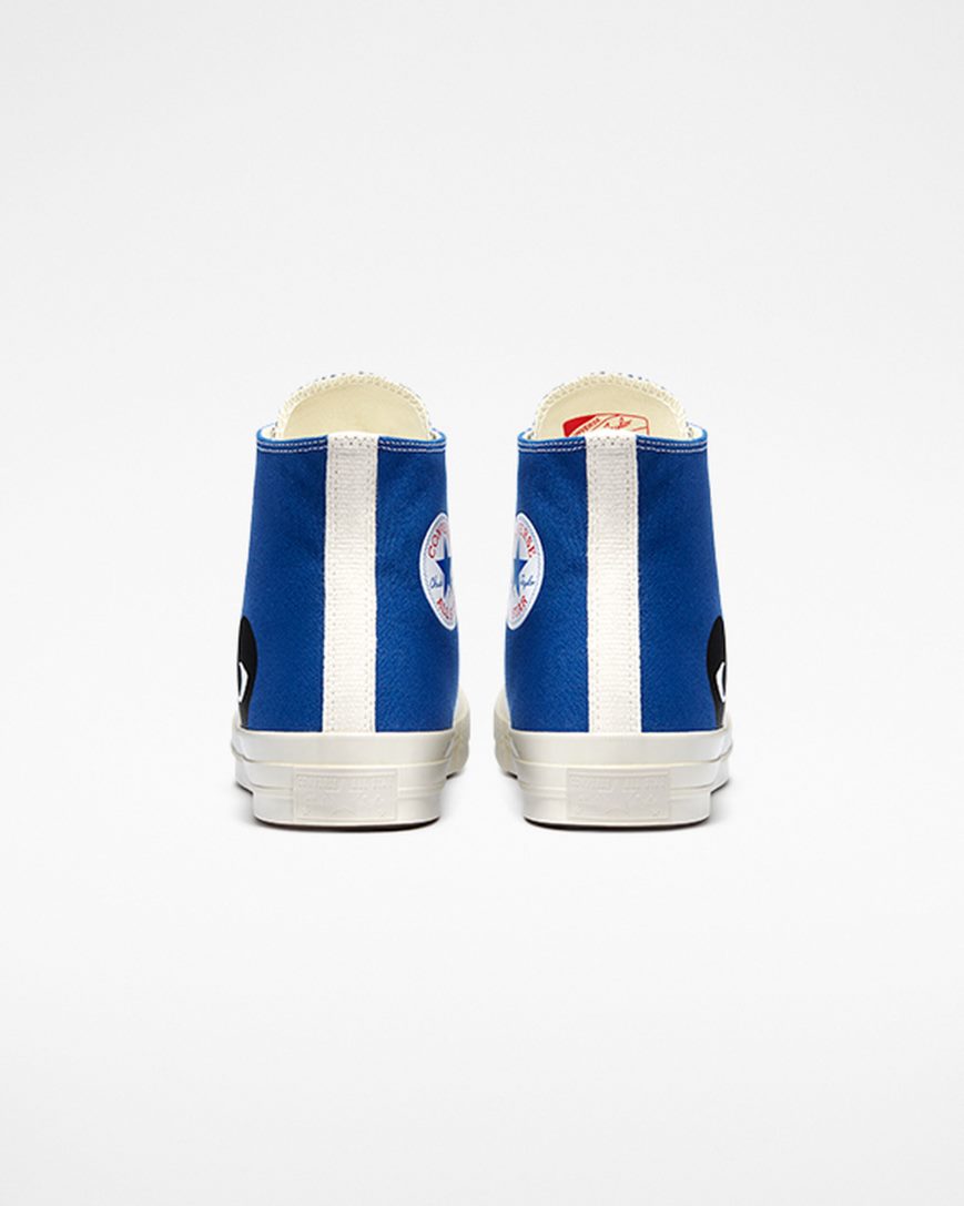 Blue / Black Converse x Comme des Garçons PLAY Chuck 70 Men's High Top Shoes | QZ743KI95