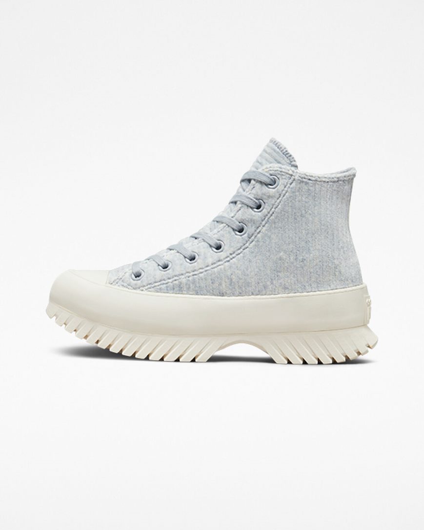 Blue Converse Chuck Taylor All Star Lugged 2.0 Velour Women's High Top Shoes | HU9874IKL