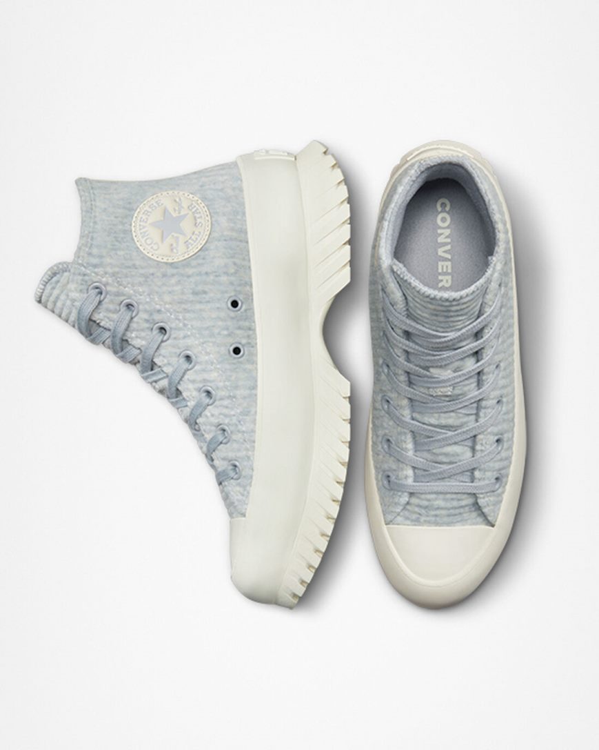 Blue Converse Chuck Taylor All Star Lugged 2.0 Velour Women's High Top Shoes | HU9874IKL