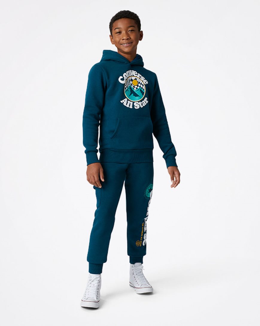 Blue Converse Into The Wild Fleece Pullover Boys' Hoodie | AR837195K