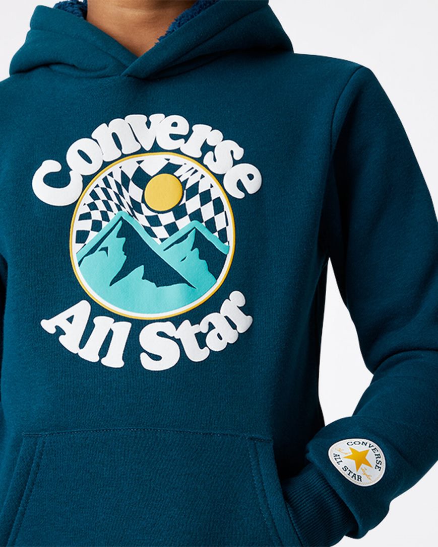 Blue Converse Into The Wild Fleece Pullover Boys' Hoodie | AR837195K