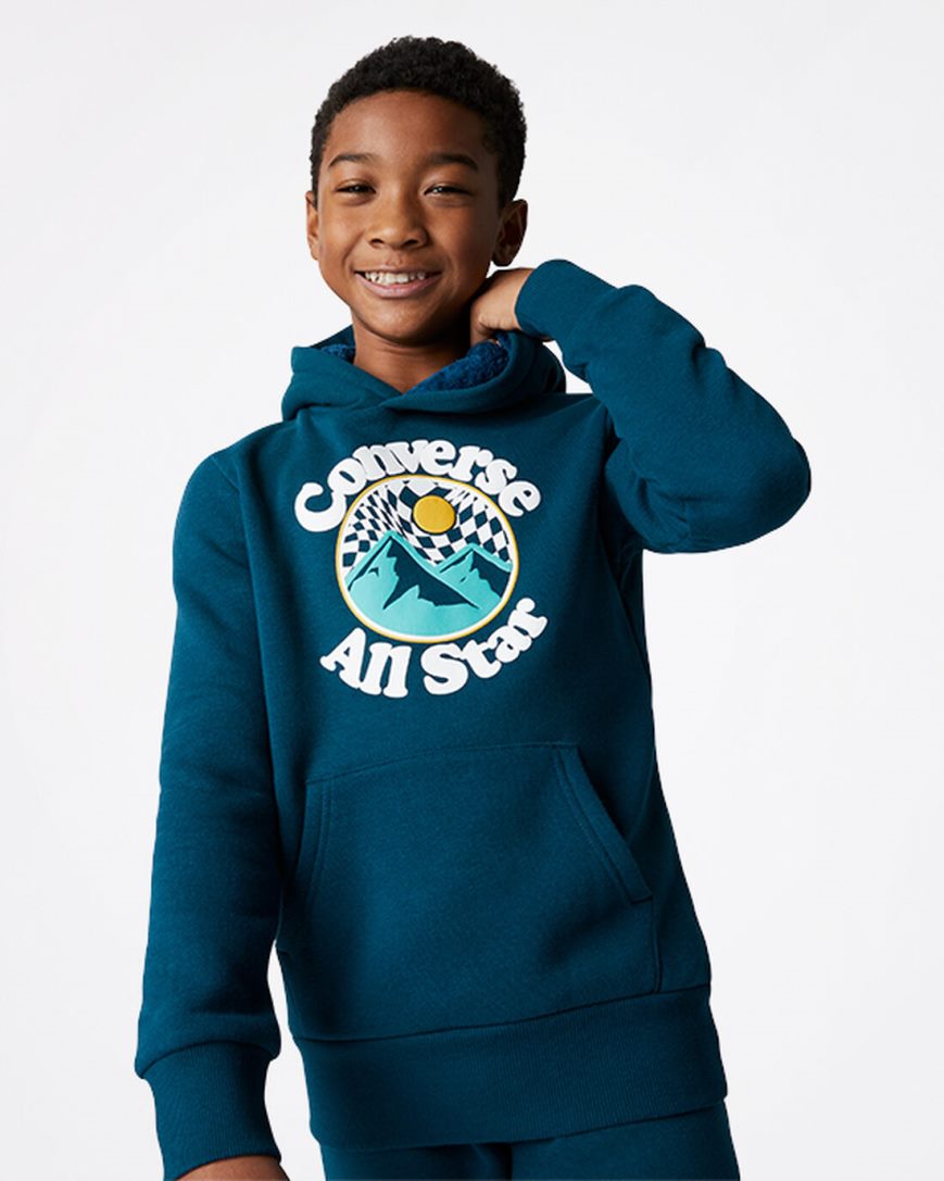 Blue Converse Into The Wild Fleece Pullover Boys\' Hoodie | AR837195K