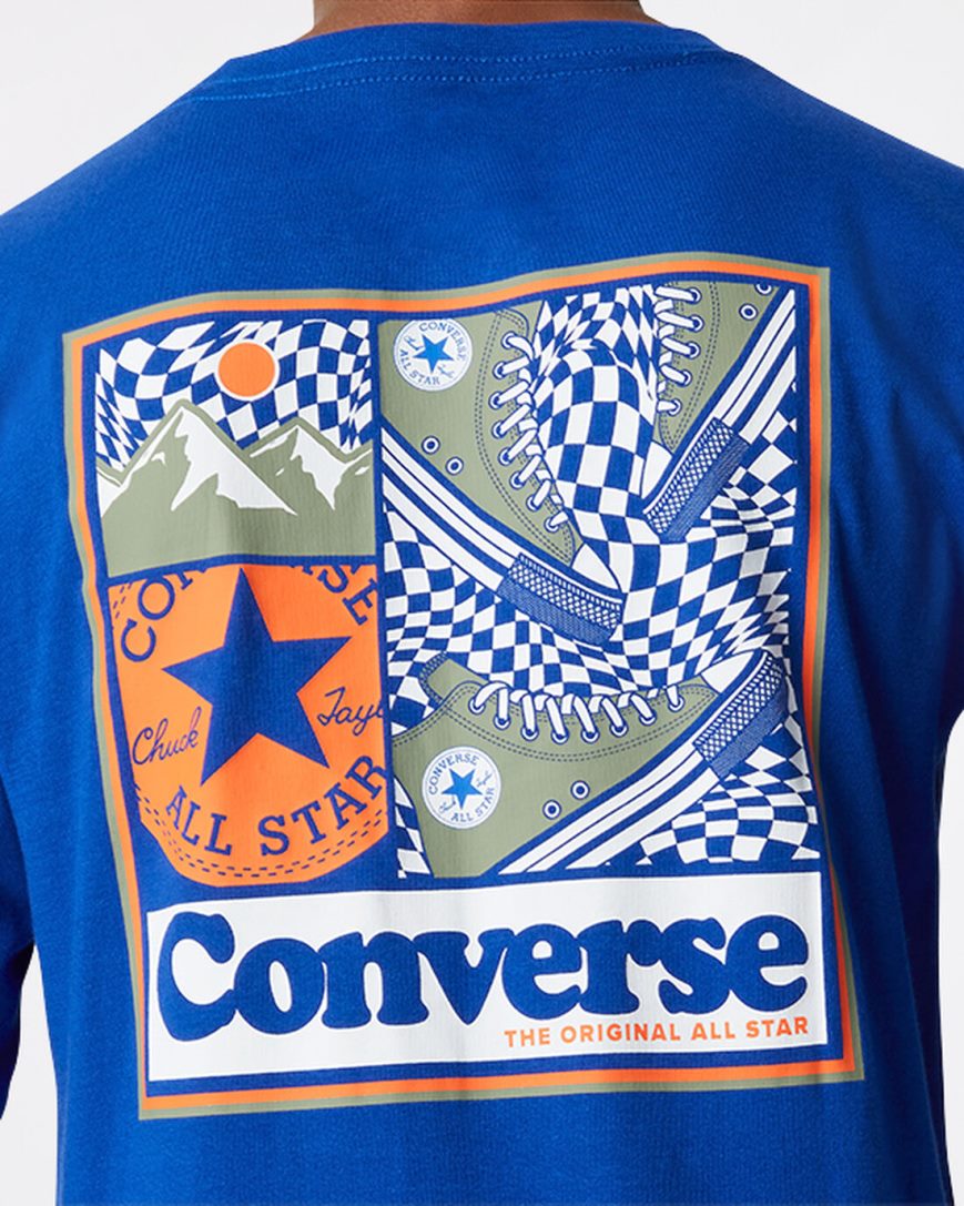 Blue Converse Long Sleeve Sneaker Collage Boys' T-Shirts | LJ893KI47