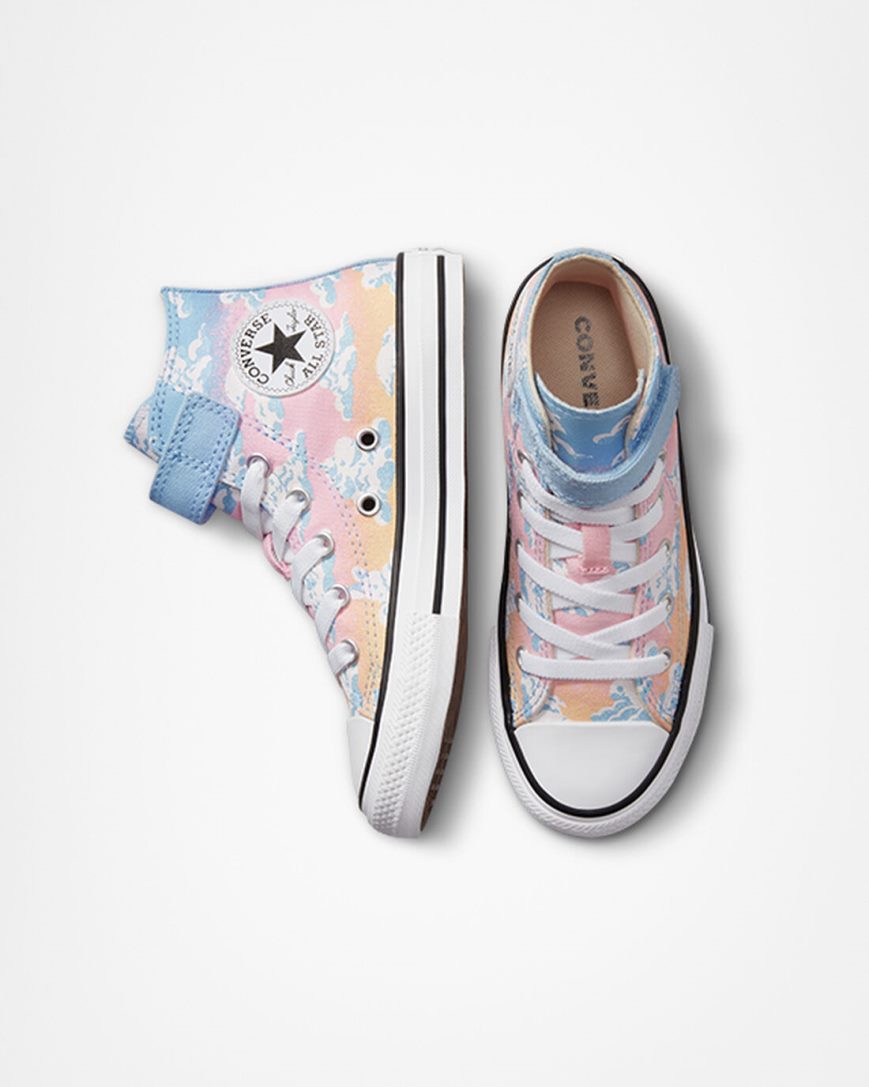 Blue / Orange Pink Converse Chuck Taylor All Star Easy-On Cloud Gazer Girls' High Top Shoes | RC1594K38