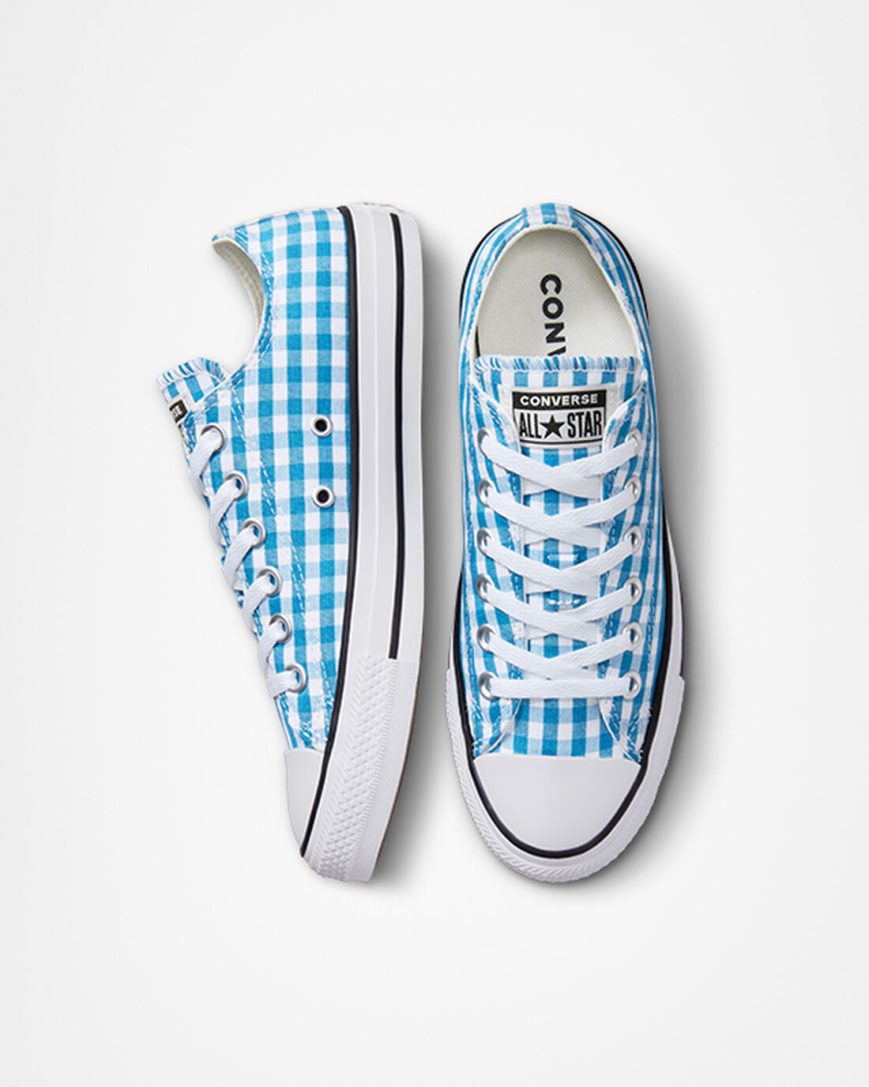 Blue / White / Black Converse Chuck Taylor All Star Gingham Women's Low Top Shoes | YC398I51K