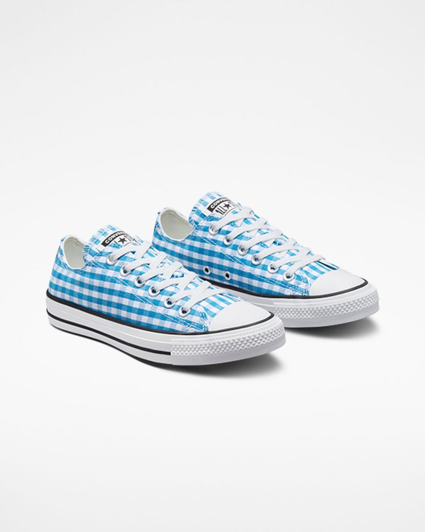 Blue / White / Black Converse Chuck Taylor All Star Gingham Women's Low Top Shoes | YC398I51K