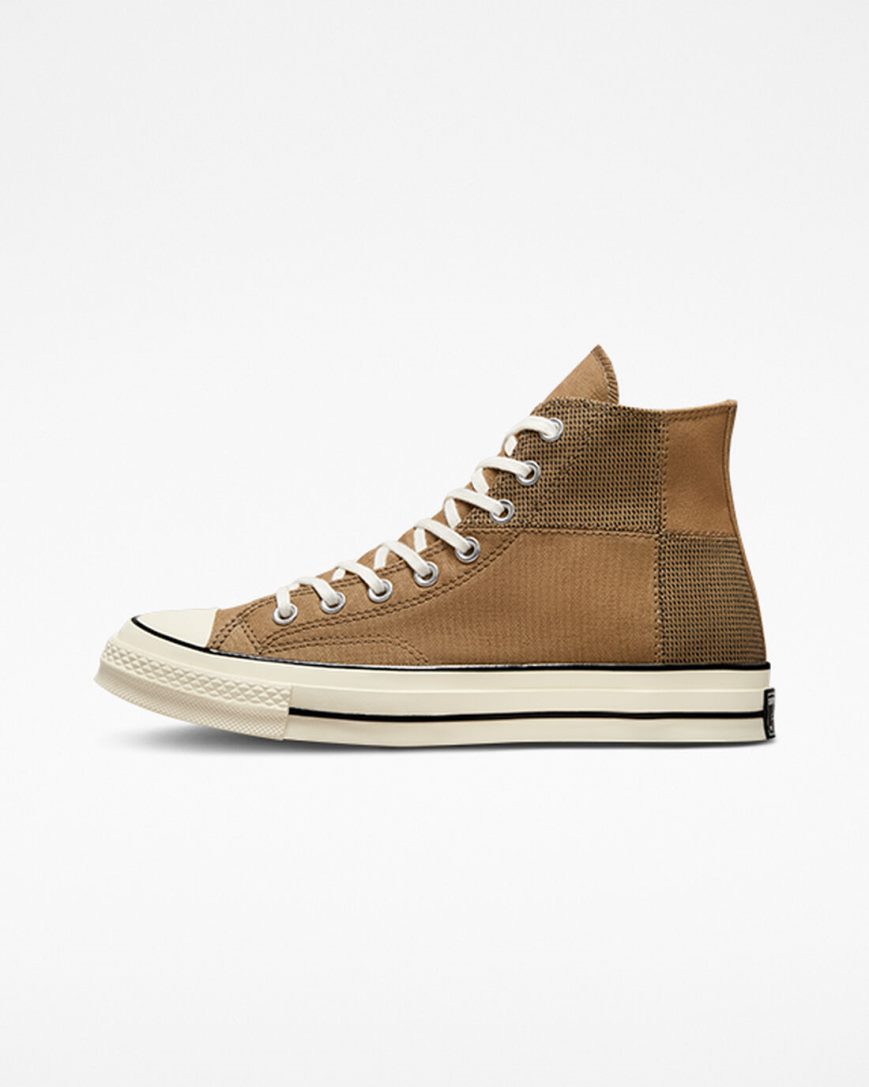 Brown / Black Converse Chuck 70 Patchwork Men's High Top Shoes | QN8K9471L