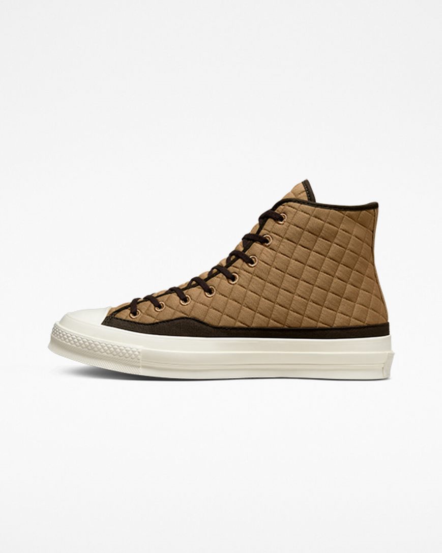 Brown / Black Converse Chuck 70 Quilted Women's High Top Shoes | VL7I5L943