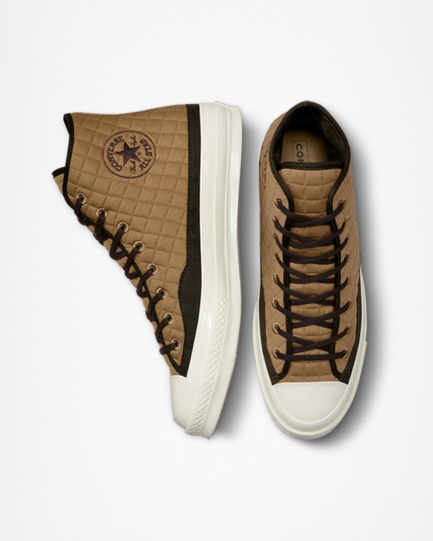 Brown / Black Converse Chuck 70 Quilted Women's High Top Shoes | VL7I5L943