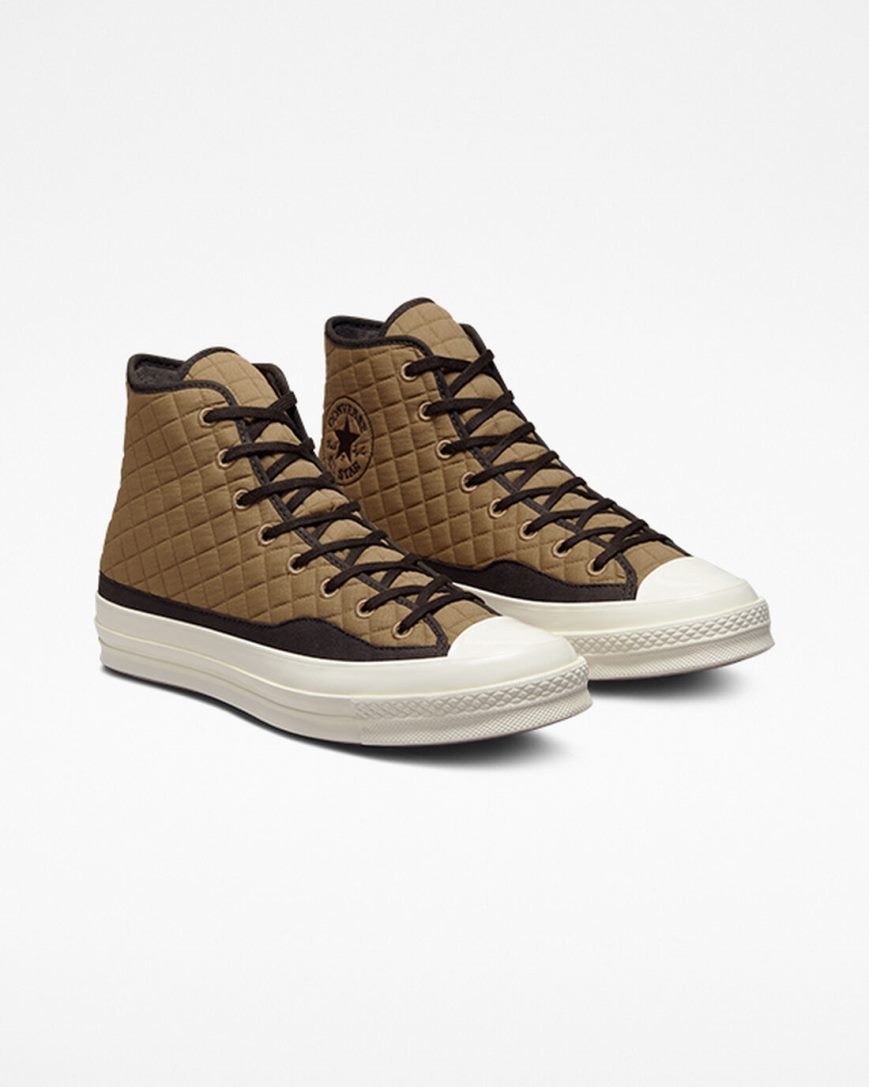 Brown / Black Converse Chuck 70 Quilted Women's High Top Shoes | VL7I5L943