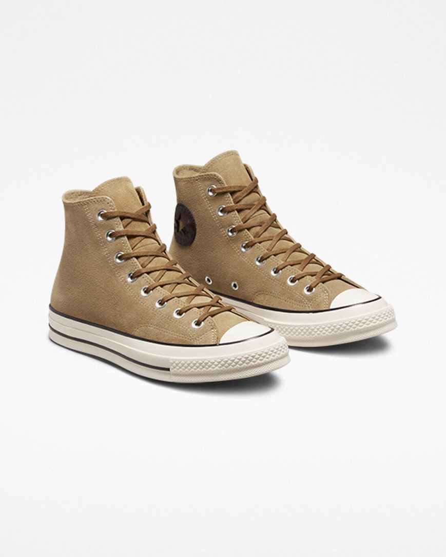 Brown / Black Converse Chuck 70 Suede Men's High Top Shoes | JA57KIL49