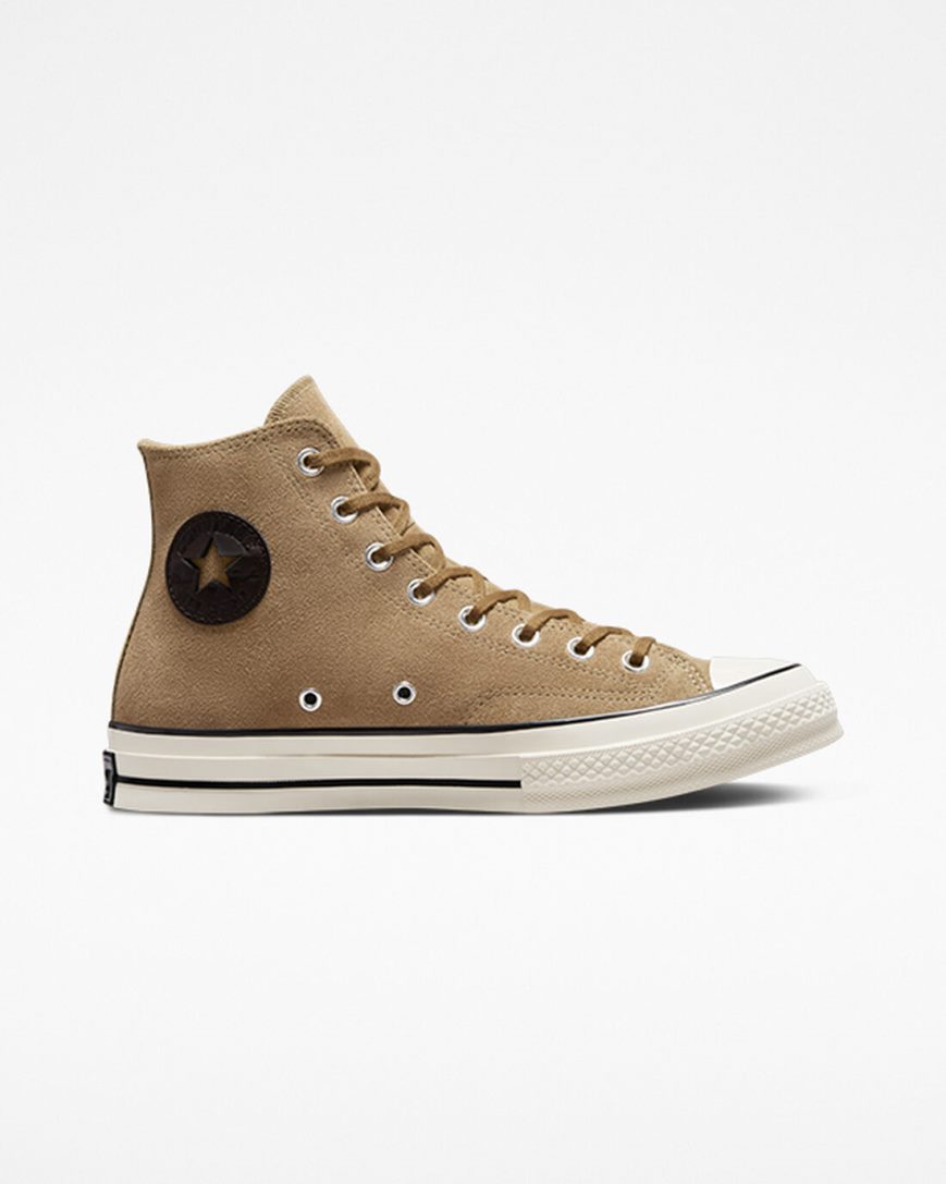 Brown / Black Converse Chuck 70 Suede Men\'s High Top Shoes | JA57KIL49