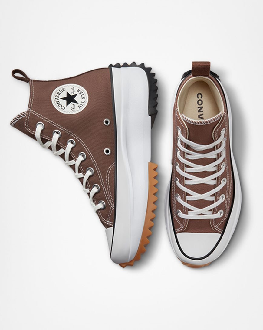 Brown / Black / White Converse Run Star Hike High Top Women's Platform Shoes | RIK1L578I