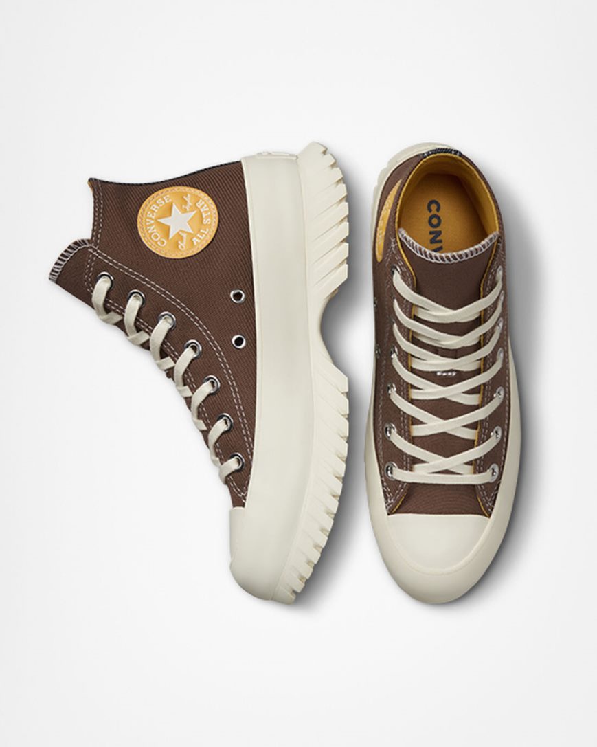 Brown Converse Chuck Taylor All Star Lugged 2.0 Denim High Top Men's Platform Shoes | VKK435IL9