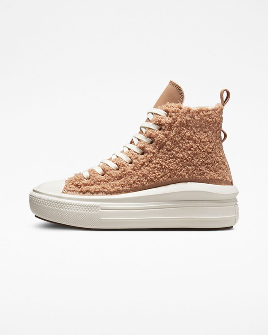 Brown Converse Chuck Taylor All Star Move Sherpa High Top Women's Platform Shoes | AN81I9L37