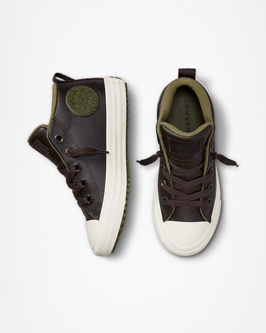 Brown Converse Chuck Taylor All Star Street Boot Leather Girls' High Top Shoes | RXK37IL59