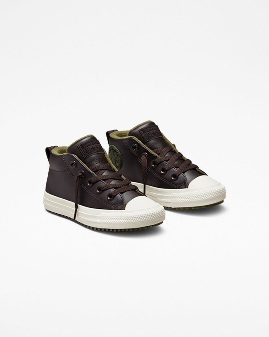 Brown Converse Chuck Taylor All Star Street Boot Leather Girls' High Top Shoes | RXK37IL59