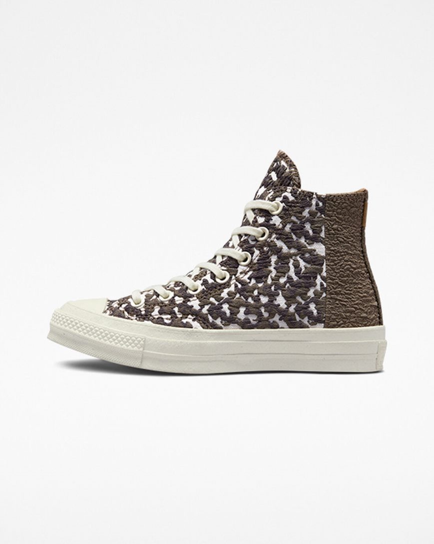 Brown / Dark Converse Chuck 70 Split Upper Jacquard Camo Women's High Top Shoes | COL15K973