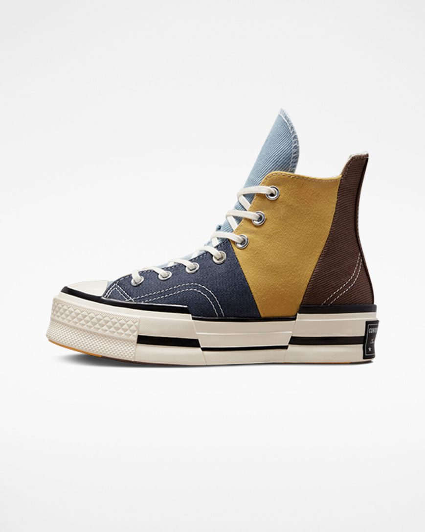 Brown / Navy Converse Chuck 70 Plus Material Mashup Men's High Top Shoes | NT1L54I93