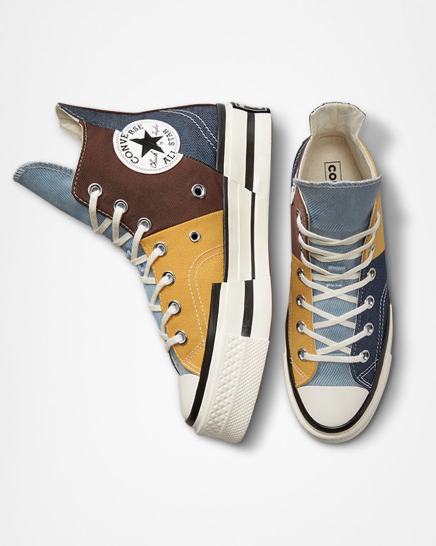 Brown / Navy Converse Chuck 70 Plus Material Mashup Men's High Top Shoes | NT1L54I93