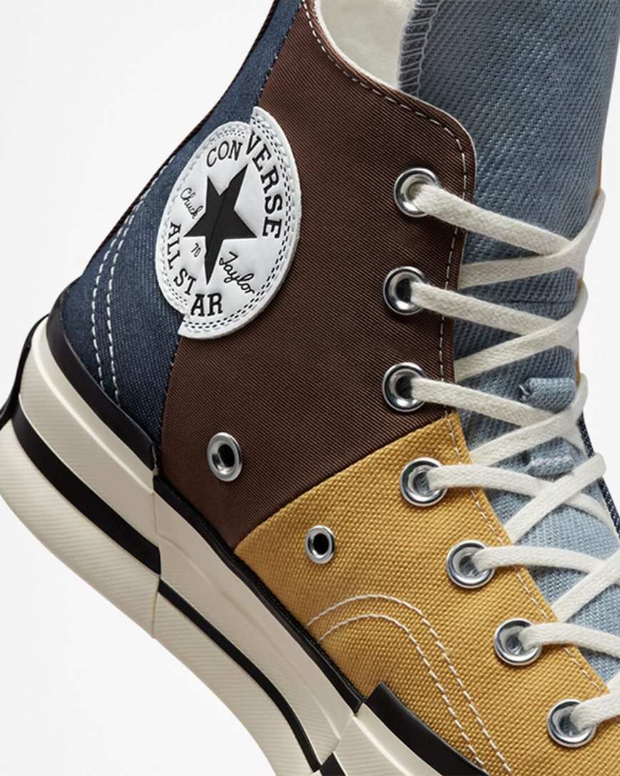 Brown / Navy Converse Chuck 70 Plus Material Mashup Women's High Top Shoes | XH73K459L