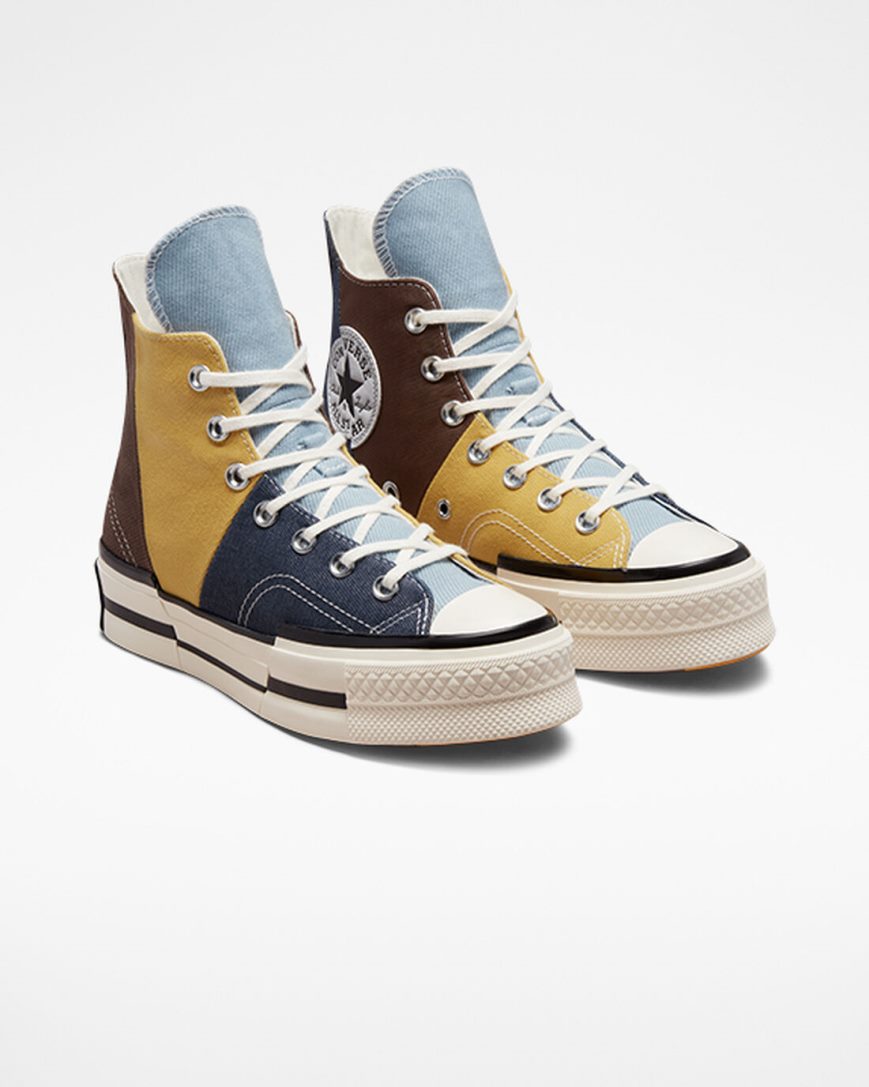 Brown / Navy Converse Chuck 70 Plus Material Mashup Women's High Top Shoes | XH73K459L