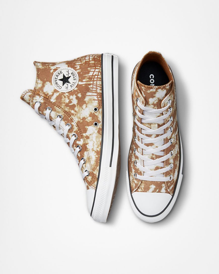 Brown / White / Black Converse Chuck Taylor All Star Dip Dye Women's High Top Shoes | MQK14I953