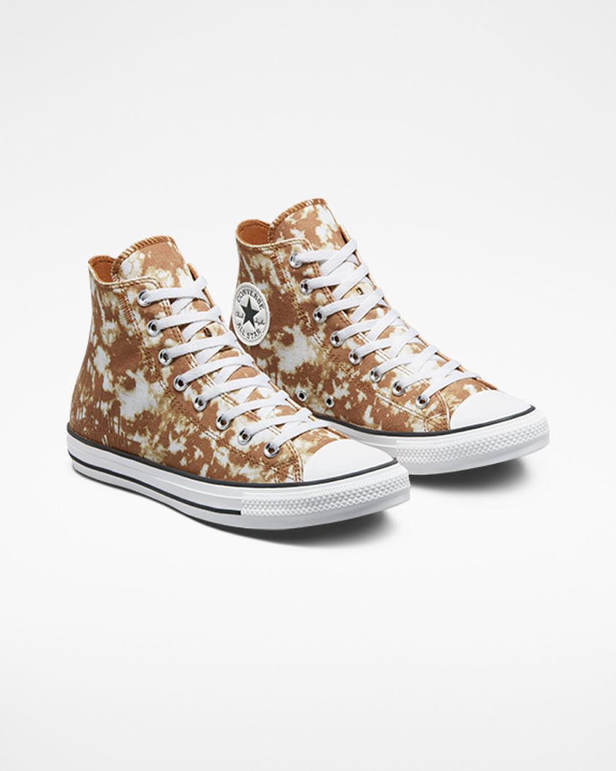 Brown / White / Black Converse Chuck Taylor All Star Dip Dye Women's High Top Shoes | MQK14I953