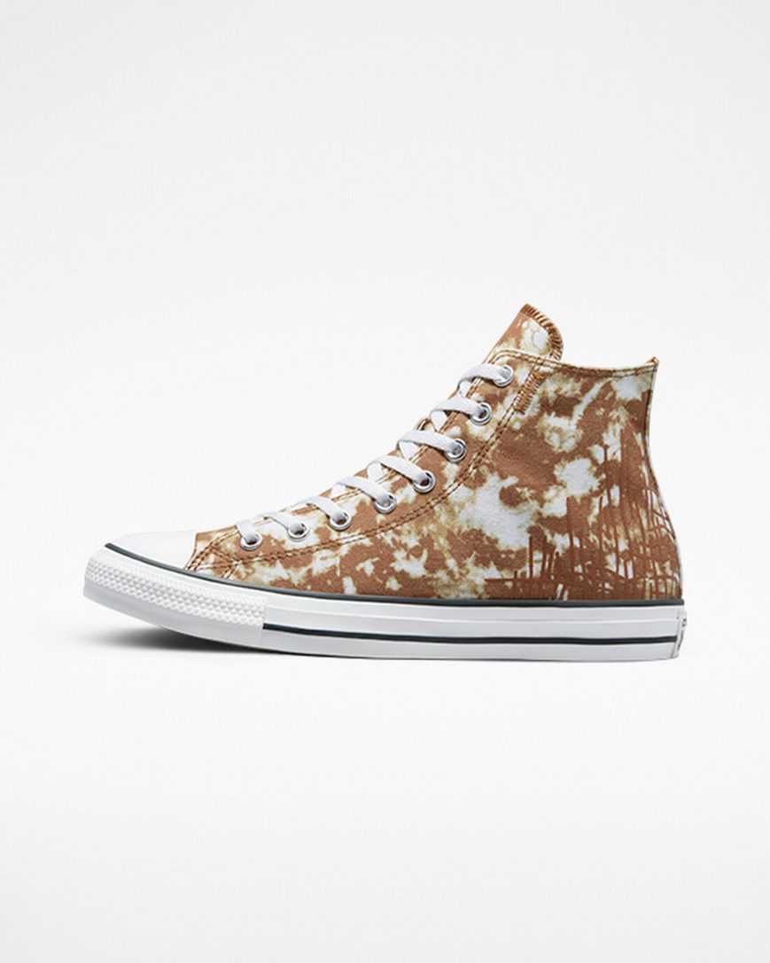 Brown / White / Black Converse Chuck Taylor All Star Dip Dye Men's High Top Shoes | XB57K318L